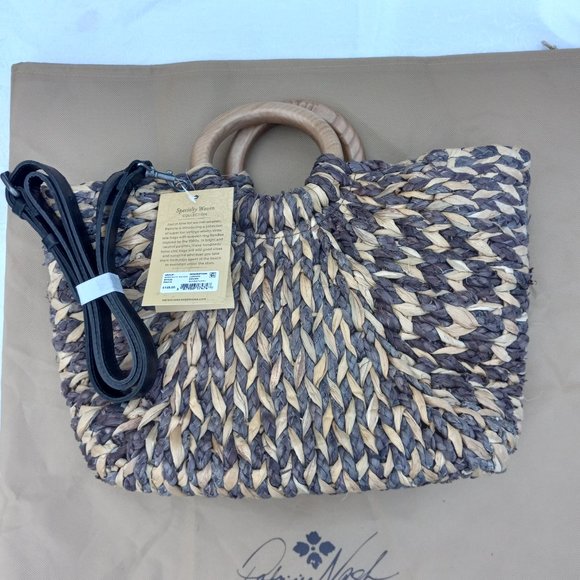 NWT PATRICIA NASH WOVEN STRAW TOTE BAG // CROSS BODY BAG WITH LEATHER STRAP - Picture 12 of 16